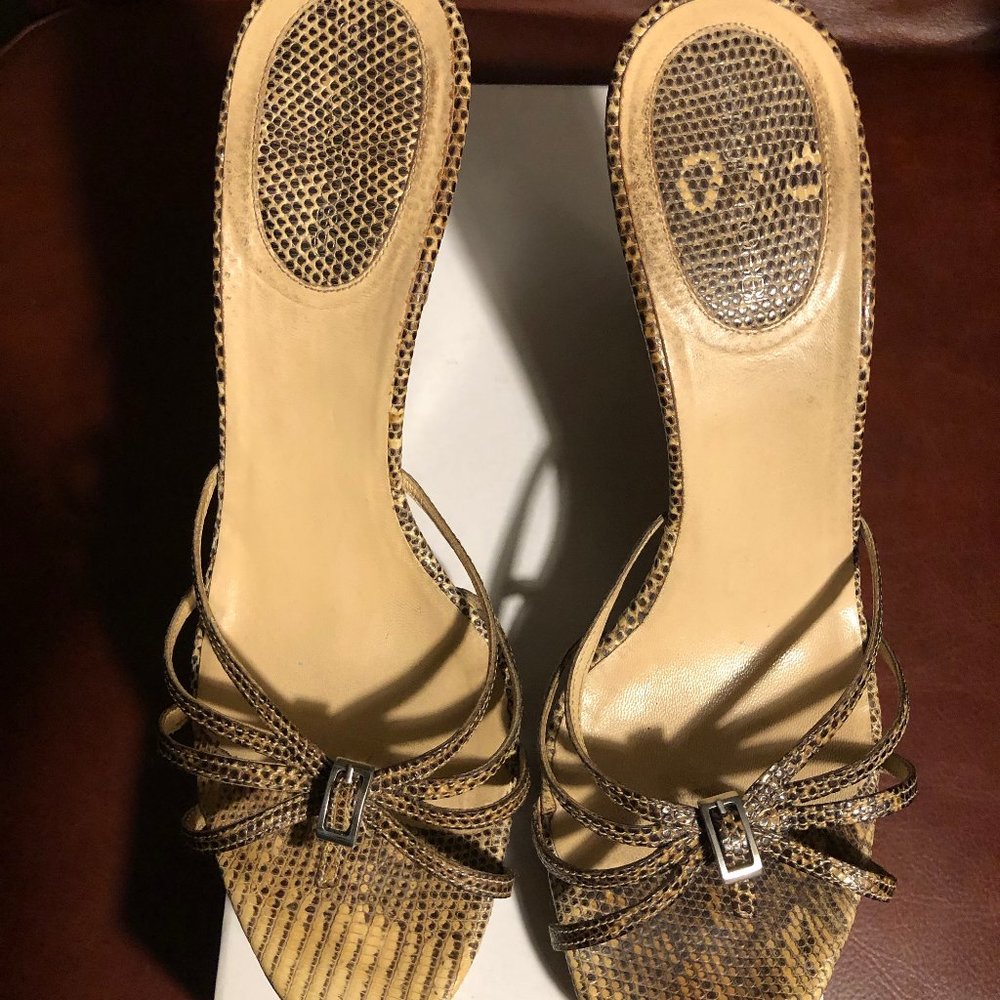 Sergio Rossi Snakeskin Leather Brown Sandals